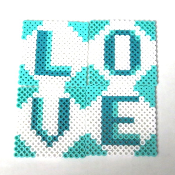 Perler Beads LOVE Coasters Drinkware - Picture 1 of 5